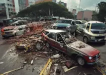 acidente com 8 veículos