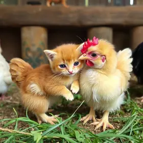 galinha adota filhotes de gata